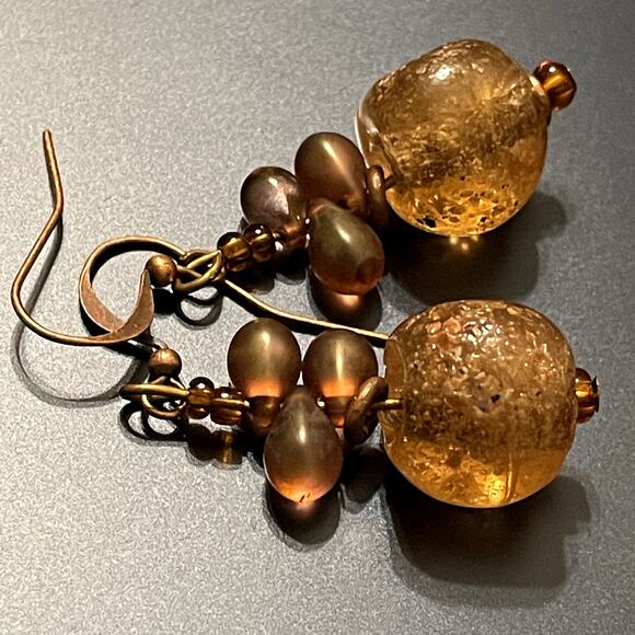 3 for $15 Clearance Copper Boho Beaded Glass Drop Earrings - Picture 4 of 7